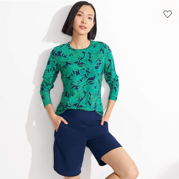 Lands End Long 9" Board Shorts Deep Sea Navy Blue Size 10 - Picture 1 of 12